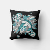 ティール(緑がかった色)グレーバレーボール吹き出しスガーリーポーツデッキ クッション (正面)