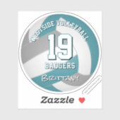 ティール（緑がかった色）グレーバレーボール選手の女の子の男の子チームのギフト シール (シート)