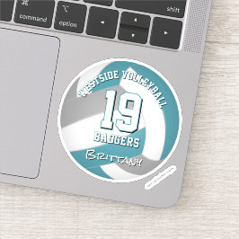 ティール（緑がかった色）グレーバレーボール選手の女の子の男の子チームのギフト シール