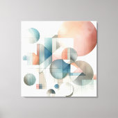 ティール（緑がかった色）グレーブルーベージュラストレッド抽象芸術アートパターン キャンバスプリント (正面)