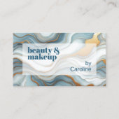 ティール(緑がかった色)グレーブルー金ゴールドマーブルアートパターン 名刺 (正面)