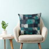 ティール（緑がかった色）&グレー抽象芸術エレガンス クッション (椅子)