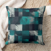 ティール（緑がかった色）&グレー抽象芸術エレガンス クッション (ブランケット)