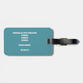 ティール(緑がかった色)グレー白バレモノグラムのール ラゲッジタグ (裏面横)