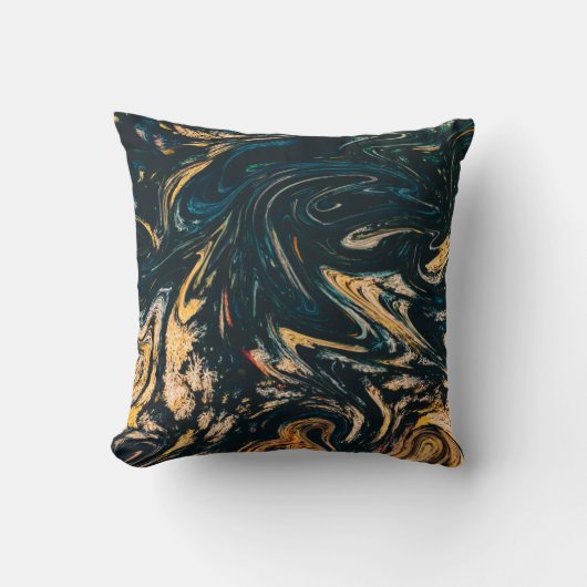 ティール(緑がかった色)グレー白黒グリーン装飾用クッション クッション (正面)