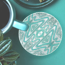 ティール（緑がかった色）&グレー自然抽象芸術砂岩コースター コースター