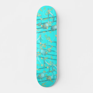 ティール(緑がかった色)グレー芸術的ミュージックノートskateboardデッキ スケートボード