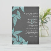ティール（緑がかった色）&グレー葉ズビンテージウェディング招待状 招待状 (スタンド正面)