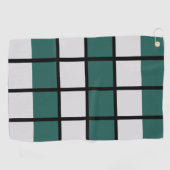 ティール(緑がかった色)グレー黒パタ市松模様にーン ゴルフタオル (横)