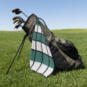 ティール(緑がかった色)グレー黒パタ市松模様にーン ゴルフタオル (グリーン)