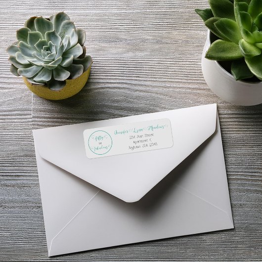 ティール(緑がかった色)グレー50と素晴らしい誕生日アドレス ラベル