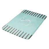 ティール（緑がかった色）、グレー、および白ストライプ色 バスマット (アングル)