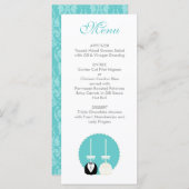 ティール(緑がかった色)ケポップ・アートのーキ結婚のメニュー メニュー (正面/裏面)