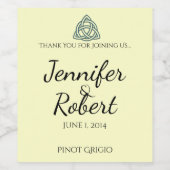 ティール（緑がかった色）ケルト結び目模様ワインラベル ワインラベル (シングルラベル)