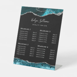 ティール(緑がかった色)ゲート美しいサロン価格表台座標識 台座サイン