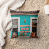 ティール(緑がかった色)コンクリ絵を描ート クッション (ブランケット)