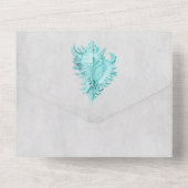 ティール(緑がかった色)コンチシェルすべて1つの結婚式の招待 オールインワン招待状 (裏面)