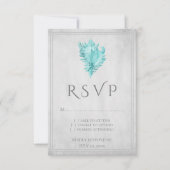 ティール（緑がかった色）コンチシェルウェディングRSVPカード 出欠カード (正面)