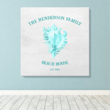 ティール（緑がかった色）コンチシェルキャンバス印刷