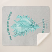 ティール（緑がかった色）コンチシェルシェルシャーパブランケット シェルパブランケット (正面(横))