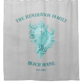 ティール（緑がかった色）コンチシェルシャワーカーテン シャワーカーテン (正面)