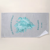 ティール(緑がかった色)コンチシェルビーチタオル ビーチタオル (正面)