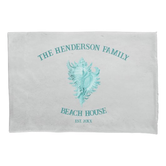 ティール（緑がかった色）コンチシェルピローケース 枕カバー (正面)