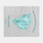 ティール（緑がかった色）コンチシェルフリースブランケット フリースブランケット (正面(横))