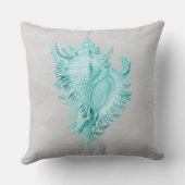 ティール（緑がかった色）コンチシェル装飾用クッション クッション (裏面)