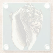 ティール(緑がかった色)コンチシェル ガラスコースター (裏面)