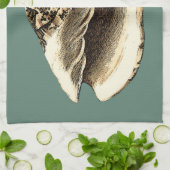 ティール(緑がかった色)コンチシェル キッチンタオル (折り畳み)