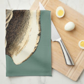 ティール(緑がかった色)コンチシェル キッチンタオル (四つ折り)