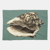 ティール(緑がかった色)コンチシェル キッチンタオル (横)