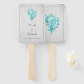 ティール（緑がかった色）コンチ結婚シェルのハンドファン ハンドファン (正面&裏面)