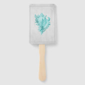 ティール（緑がかった色）コンチ結婚シェルのハンドファン ハンドファン (裏面)