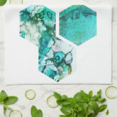 ティール（緑がかった色）コンテンポラリーアート写真 キッチンタオル (折り畳み)