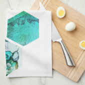 ティール（緑がかった色）コンテンポラリーアート写真 キッチンタオル (四つ折り)