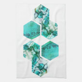 ティール（緑がかった色）コンテンポラリーアート写真 キッチンタオル (縦)