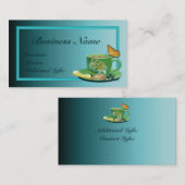 ティール（緑がかった色）コーヒーカップ名刺 名刺 (正面/裏面)