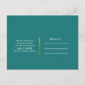 ティール（緑がかった色）コーラルウォーターカラー植物学グラムセーブ日付 案内ポストカード (裏面)