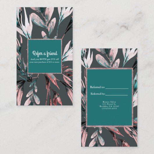 ティール（緑がかった色）コーラルウォーター植物参照フレンドカード 紹介カード (正面/裏面)