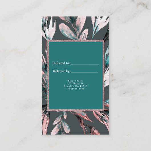 ティール（緑がかった色）コーラルウォーター植物参照フレンドカード 紹介カード (裏面)