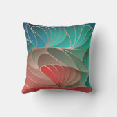 ティール(緑がかった色)&コーラルニューアールヌーボー装飾用クッション クッション (裏面)