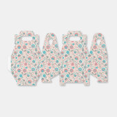 ティール（緑がかった色）&コーラルフォークアートフローラルパターン フェイバーボックス (折り畳みなし)