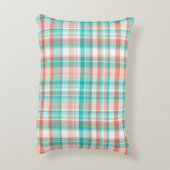 ティール(緑がかった色)コーラルホワイトマ名門私立校風のドラスモノグラム アクセントクッション (裏面(縦))