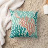 ティール(緑がかった色)コーラルリーフビーチイ海アー航海のト クッション (ブランケット)