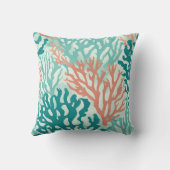 ティール(緑がかった色)コーラルリーフビーチイ海アー航海のト クッション (裏面)