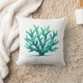 ティール（緑がかった色）コーラルリーフビーチ航海のコースト海洋生物 クッション (ブランケット)