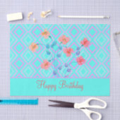 ティール（緑がかった色）コーラルレッドティッシュペーパーとピンク 薄葉紙 (クラフト)