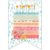 ティール（緑がかった色）&コーラル祝バースデーパーティフラッグバナー バンティングフラッグ (第1の旗)